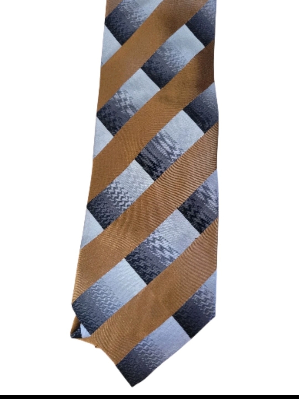 Vintage Bachrach Stripped Gold Silver 100% Silk Tie Made In Italy Designer